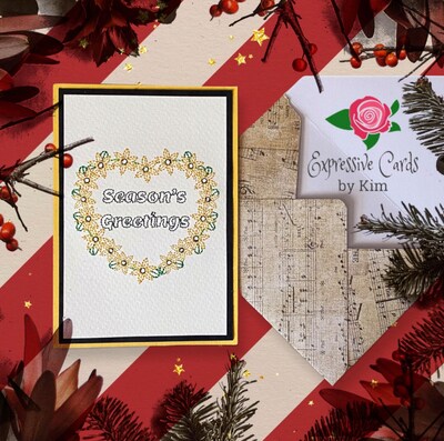 Seasons Greetings Heart Wreath Embroidered Greeting Card - image1